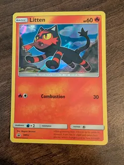 Litten SM02 Holo Rare Black Star Promo Pokemon Card LP - Image 1