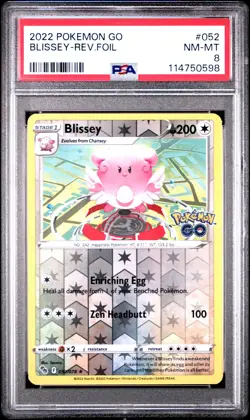 2022 POKEMON GO #052 BLISSEY-REVERSE FOIL PSA 8 - Image 1