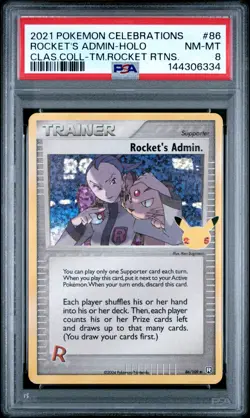 2021 POKEMON CELEBRATIONS CLASSIC COLLECTION #86 ROCKET'S ADMIN-HOLO PSA 8 - Image 1