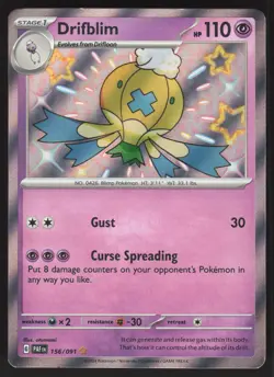 Drifblim 156/091 Shiny Rare Pokemon TCG SV: Paldean Fates NM - Image 1
