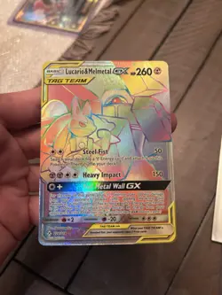 Pokemon Lucario & Melmetal GX TAG TEAM Full Art Secret Rare Holo 224/214 - Image 3