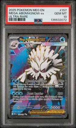 2025 POKEMON MEG EN-MEGA EVOLUTION ULTRA RARE #157 MEGA ABOMASNOW EX PSA 10 - Image 1