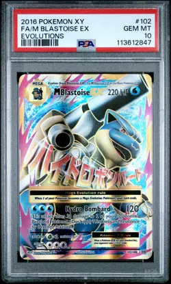 2016 POKEMON XY EVOLUTIONS #102 FULL ART/M BLASTOISE EX PSA 10 - Image 1