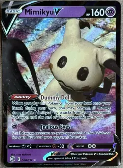 2022 POKEMON TCG BRILLIANT STARS MIMIKYU V ULTRA RARE HOLO 068/172 NM+ QTY - Image 1