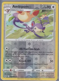 Pokemon Lost Origin Ambipom 145/196 Rare Reverse Holo / Foil GE-105 - Image 1