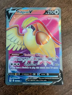 Pokemon TCG Pidgeot v 188/196 Lost Origin Holo Ultra Rare Full Art NM - Image 1