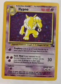 Pokemon Hypno Fossil Holo Rare Unlimited English 8/62 1999 Card LP - Image 1