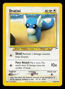 Dratini 63/105 Unlimited Common Neo Destiny Pokemon Card - Image 1