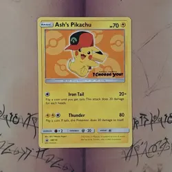 Ash's Pikachu SM110 Black Star Promo Movie Exclusive NM Pokemon Card English - Image 1