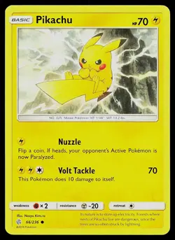 Pokemon Card Cosmic Eclipse Pikachu 66/236 Common - Image 1
