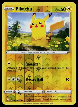 Pokemon Card Evolving Skies Pikachu 049/203 Common Reverse Holo - Image 1
