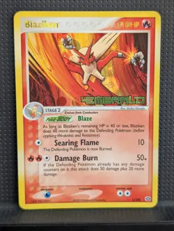BLAZIKEN REVERSE HOLO STAMP 1/106 EX EMERALD POKEMON ENGLISH LP - Image 1