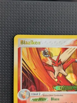 BLAZIKEN REVERSE HOLO STAMP 1/106 EX EMERALD POKEMON ENGLISH LP - Image 2