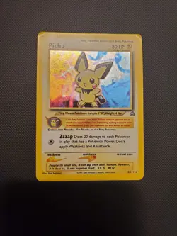Pokemon Pichu TCG 12/111 Unlimited Holo Rare Neo Genesis HP/DMG (Swirl) - Image 1