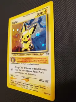 Pokemon Pichu TCG 12/111 Unlimited Holo Rare Neo Genesis HP/DMG (Swirl) - Image 2