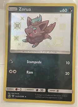 Pokemon Zorua SV25/SV94 Hidden Fates Shiny Vault Shiny Holo Rare Basic 60 HP - Image 1