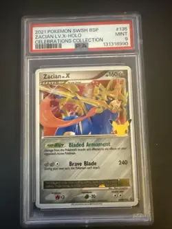 2021 Pokemon Swsh Black Star Promo Zacian Lv.X-Holo Celebrations PSA 9 - Image 1