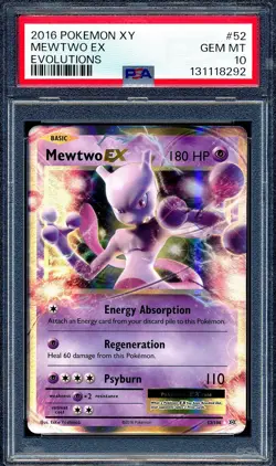 Mewtwo EX 2016 Pokemon XY Evolutions #52 PSA 10 English - Image 1