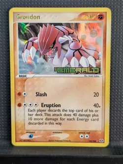 GROUDON REVERSE HOLO STAMP 14/106 EX EMERALD POKEMON ENGLISH MP/LP - Image 1