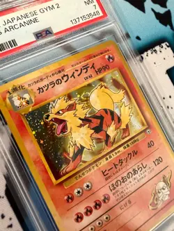 Pokemon 1999 Blaine's Arcanine Holo Gym 2 Challenge Japanese 059 PSA 7 SWIRL - Image 2