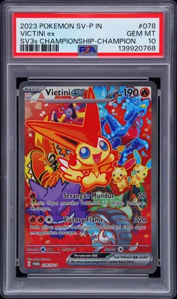 2023 POKEMON INDONESIAN SV PROMO #078 VICTINI EX PSA 10 - Image 1