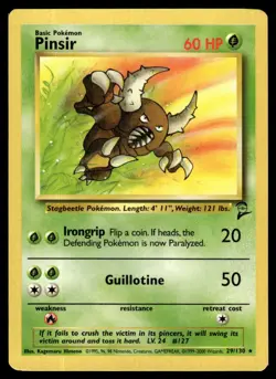 Pinsir #29 - Rare - Pokemon Base Set 2 1999 Wizards WOTC - LP/NM - Image 1