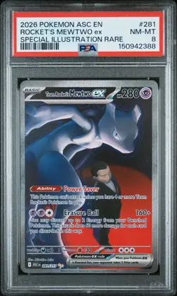 2026 POKEMON ASC EN-ASCENDED HEROES #281 TEAM ROCKET'S MEWTWO EX PSA 8 - Image 1