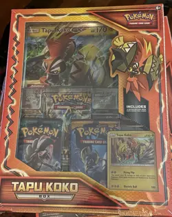 Pokemon Tapu Koko Sun & Moon Box – Factory Sealed – 3 Packs - Image 1
