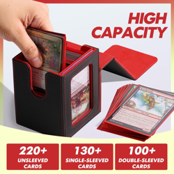 Premium PU Leather Card Deck Box for TCG - MTG Commander Display with Window, Ho - Image 3