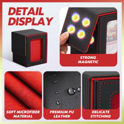 Premium PU Leather Card Deck Box for TCG - MTG Commander Display with Window, Ho - Image 4