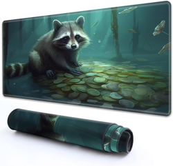 Unique Raccoon Gold Coin MTG Playmat - 24" X 14" Non-Slip Rubber Base with HD Pr - Image 1
