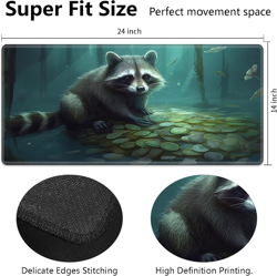 Unique Raccoon Gold Coin MTG Playmat - 24" X 14" Non-Slip Rubber Base with HD Pr - Image 3