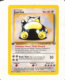 Snorlax 27/64 Jungle Set Non-Holo Rare Card 1st Edition WOTC Pokemon - Image 1