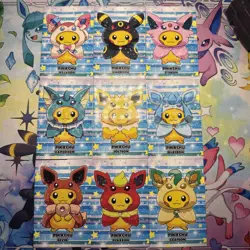 9 Cracked Ice Holo Pikachu Eeveelution Ponchos Espeon Non-TCG Pokemon Card Lot - Image 1