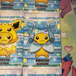 9 Cracked Ice Holo Pikachu Eeveelution Ponchos Espeon Non-TCG Pokemon Card Lot - Image 5