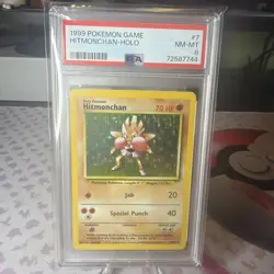 1999 Pokemon Base Set Unlimited HITMONCHAN Holo PSA 8 (3956) 7/102 - Image 1
