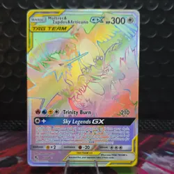 Pokemon Moltres & Zapdos & Articuno GX TAG TEAM Full Art Secret Rare Holo 69/68… - Image 1