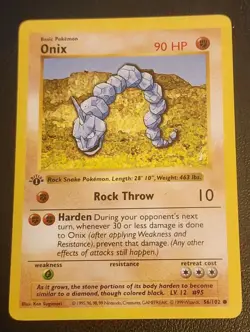 1999 Pokemon Onix 056/102 Base Set 1st Edition - Image 1