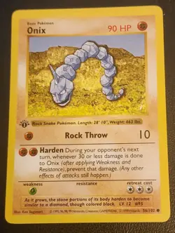 1999 Pokemon Onix 056/102 Base Set 1st Edition - Image 2