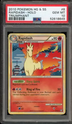 Pokemon Rapidash Triumphant Holo Rare #8 PSA 10 Gem Mint - Image 1