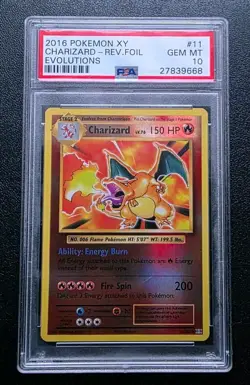 2016 POKEMON XY EVOLUTIONS #11 CHARIZARD-REVERSE FOIL PSA 10 - Image 1
