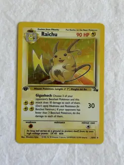1999 Pokemon Fossil 1st Edition Raichu Holo 14/62 WOTC Rare LP Vintage - Image 1
