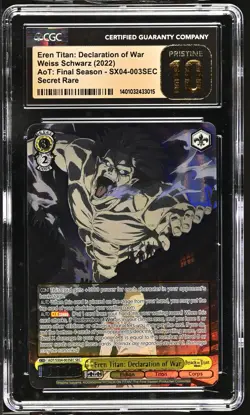 Weiss Schwarz GRADED 2022 Eren Titan of War SX04 SEC PRISTINE 10 CGC - Image 1