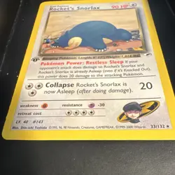 Pokemon TCG Rocket's Snorlax 33/132 1st Edition Gym Heroes Rare Basic 90 HP WotC - Image 2