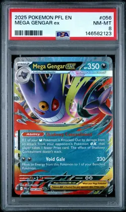 2025 POKEMON PFL EN-PHANTASMAL FLAMES #056 MEGA GENGAR EX PSA 8 (FREE S&H) - Image 1