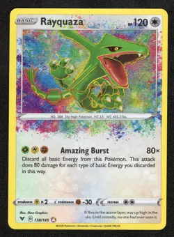 Pokemon Sword & Shield Vivid Voltage Rayquaza 138/185 Amazing Rare NM - Image 1