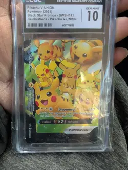 2021 POKEMON BLACK STAR PROMO SWSH141 CELEBRATIONS PIKACHU V-UNION CGC 10 GEM MT - Image 1