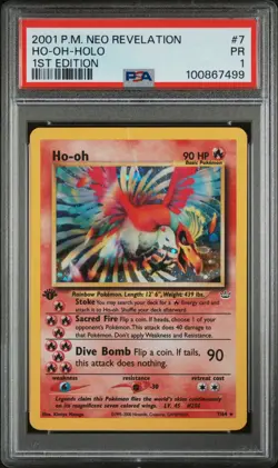 PSA 1 2001 Neo Revelation 1st Edition Ho-Oh 7/64 Holo Foil Pokemon - Image 1