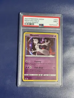 2023 Pokemon Sword & Shield Crown Zenith 059 Mewtwo Holo - PSA 9 - Image 1