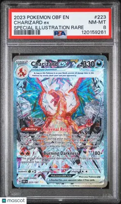 2023 Pokemon Obsidian Flames Charizard EX Special Illustration PSA 8 223/197 - Image 1